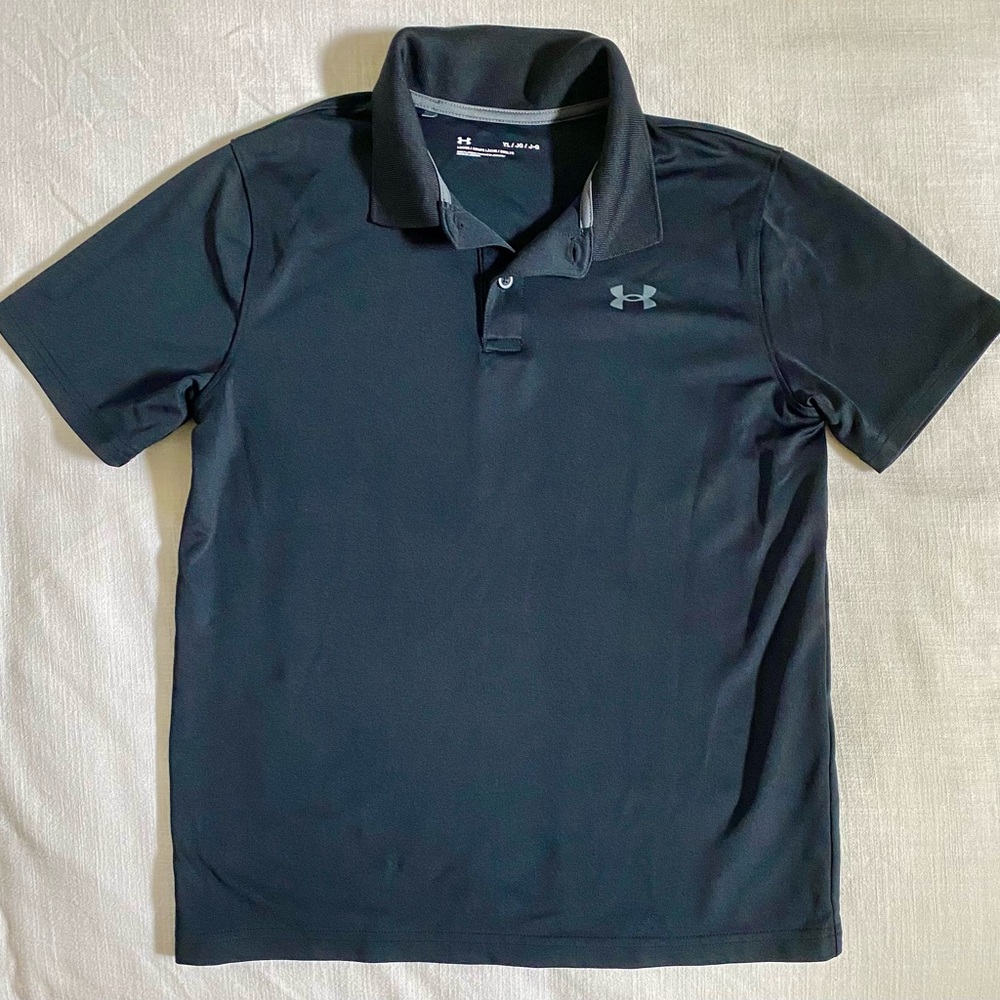 Under Armour Boy’s Dri-fit Black Polo Shirt Size YL